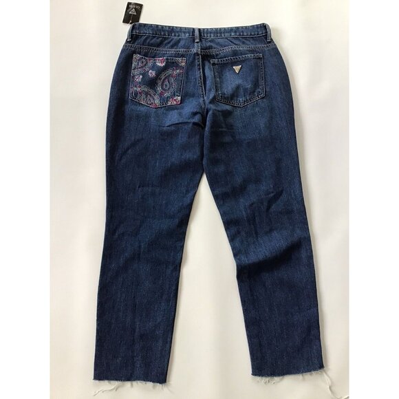 Guess Women’s Psychedelic Tom Boy Jeans Relaxed Fit Embroidering Paisley Size 31 - Picture 7 of 12